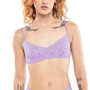 NWT Savage x Fenty Cotton Essentials Lace Trim Bralette Lavender - Size: Medium